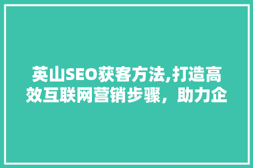 英山SEO获客方法,打造高效互联网营销步骤，助力企业腾飞