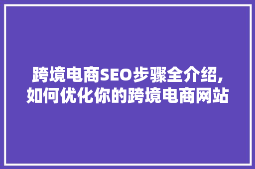 跨境电商SEO步骤全介绍,如何优化你的跨境电商网站，提升搜索引擎排名 百度SEO