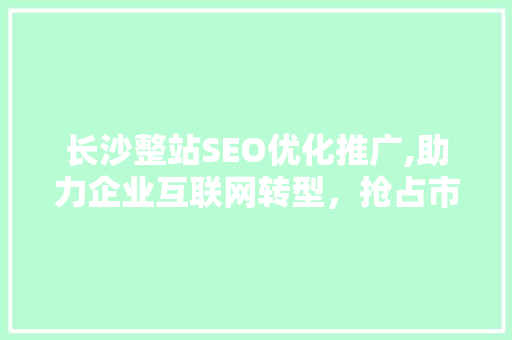 长沙整站SEO优化推广,助力企业互联网转型，抢占市场先机