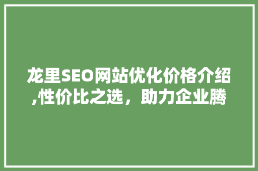 龙里SEO网站优化价格介绍,性价比之选，助力企业腾飞 搜狗SEO