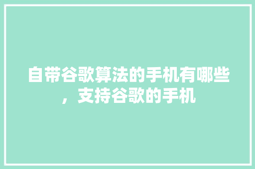 自带谷歌算法的手机有哪些，支持谷歌的手机