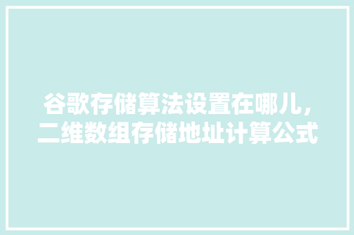 谷歌存储算法设置在哪儿，二维数组存储地址计算公式 SEO关键词