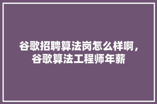 谷歌招聘算法岗怎么样啊，谷歌算法工程师年薪 必应SEO