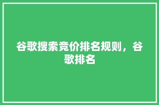 谷歌搜索竞价排名规则，谷歌排名
