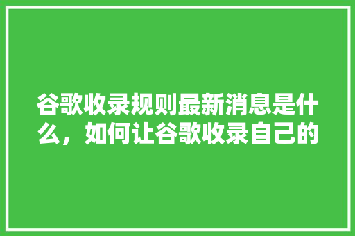 谷歌收录规则最新消息是什么，如何让谷歌收录自己的网站