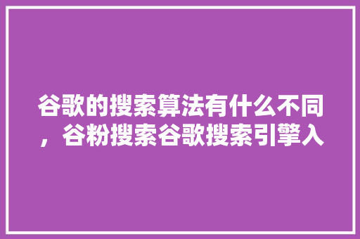谷歌的搜索算法有什么不同，谷粉搜索谷歌搜索引擎入口
