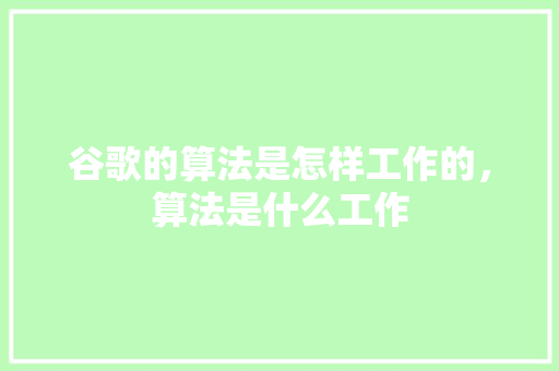 谷歌的算法是怎样工作的，算法是什么工作
