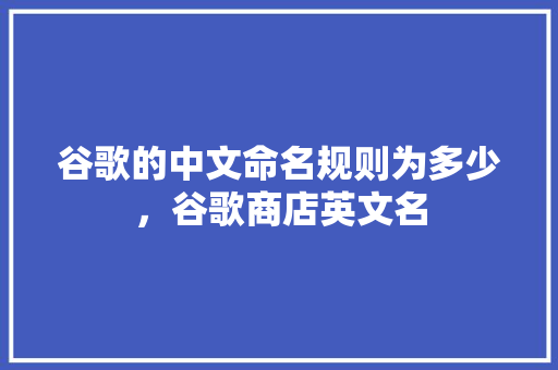 谷歌的中文命名规则为多少，谷歌商店英文名
