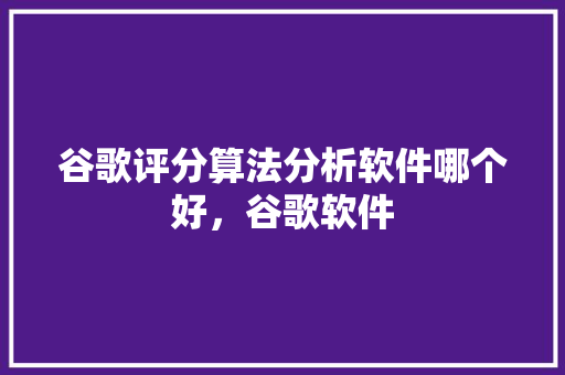谷歌评分算法分析软件哪个好，谷歌软件 搜狗SEO