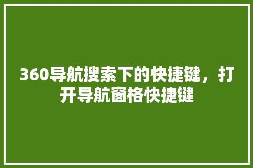 360导航搜索下的快捷键，打开导航窗格快捷键 必应SEO