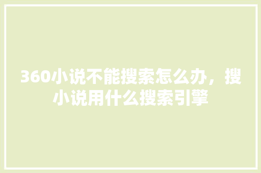 360小说不能搜索怎么办，搜小说用什么搜索引擎 百度SEO