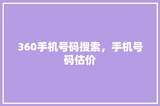 360手机号码搜索，手机号码估价