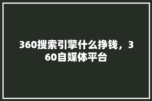 360搜索引擎什么挣钱，360自媒体平台