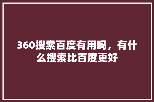 360搜索百度有用吗，有什么搜索比百度更好 SEO关键词