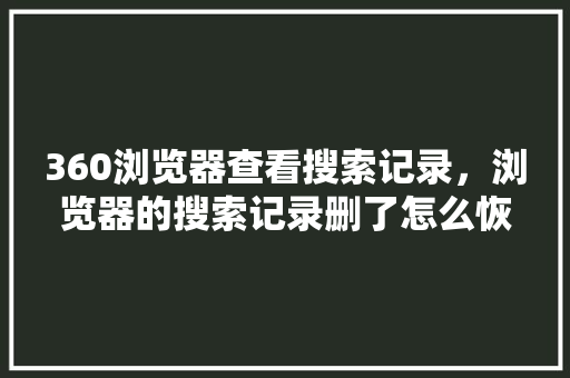 360浏览器查看搜索记录,浏览器的搜索记录删了怎么恢复 必应SEO 360浏览器查看搜索记录,浏览器的搜索记录删了怎么恢复 必应SEO