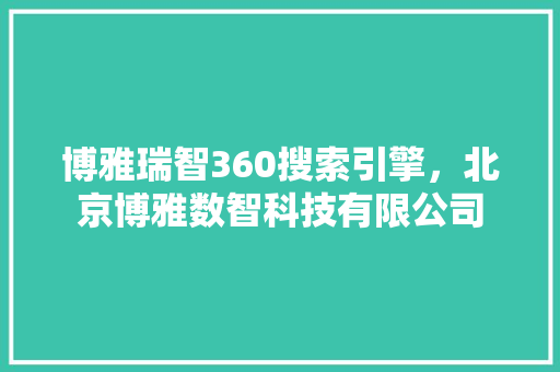 博雅瑞智360搜索引擎，北京博雅数智科技有限公司 网站建设公司