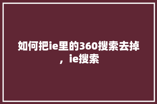 如何把ie里的360搜索去掉，ie搜索
