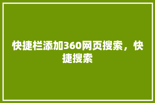 快捷栏添加360网页搜索，快捷搜索 SEO关键词