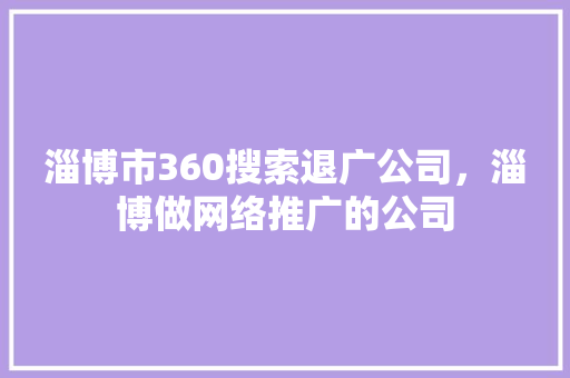淄博市360搜索退广公司，淄博做网络推广的公司