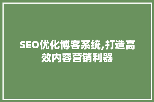 SEO优化博客系统,打造高效内容营销利器