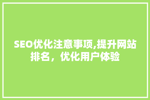 SEO优化注意事项,提升网站排名，优化用户体验