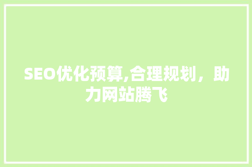 SEO优化预算,合理规划，助力网站腾飞 网站建设公司
