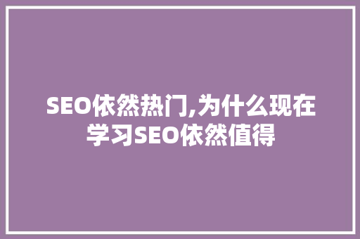 SEO依然热门,为什么现在学习SEO依然值得