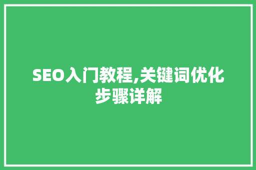 SEO入门教程,关键词优化步骤详解