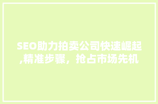 SEO助力拍卖公司快速崛起,精准步骤，抢占市场先机