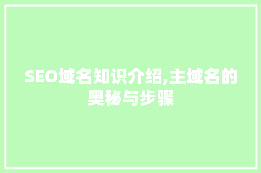 SEO域名知识介绍,主域名的奥秘与步骤 SEO关键词