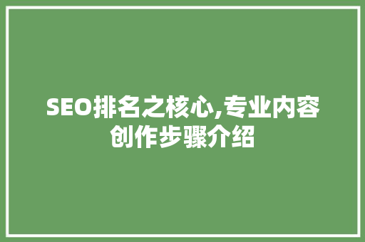 SEO排名之核心,专业内容创作步骤介绍
