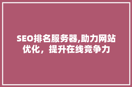 SEO排名服务器,助力网站优化，提升在线竞争力