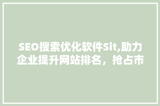 SEO搜索优化软件Sit,助力企业提升网站排名，抢占市场先机 百度SEO
