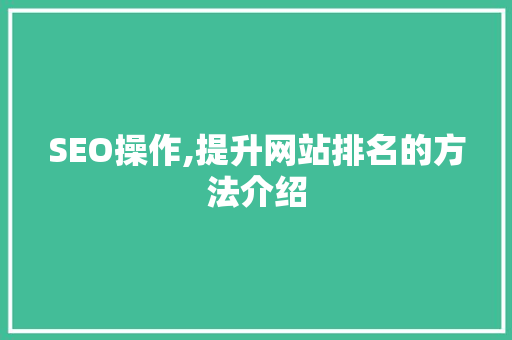 SEO操作,提升网站排名的方法介绍