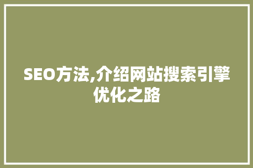 SEO方法,介绍网站搜索引擎优化之路