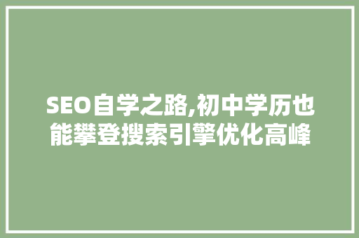 SEO自学之路,初中学历也能攀登搜索引擎优化高峰