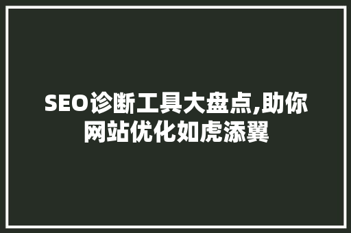SEO诊断工具大盘点,助你网站优化如虎添翼