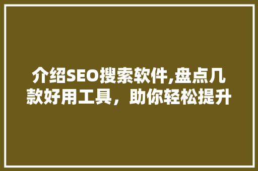 介绍SEO搜索软件,盘点几款好用工具，助你轻松提升网站排名 SEO关键词