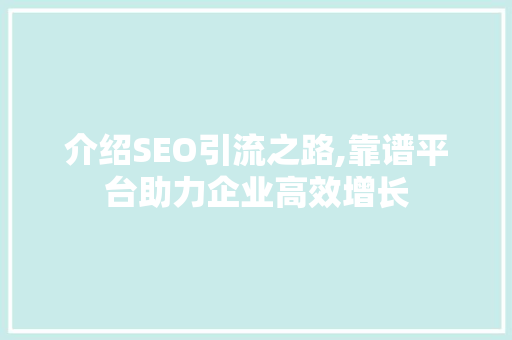介绍SEO引流之路,靠谱平台助力企业高效增长 必应SEO