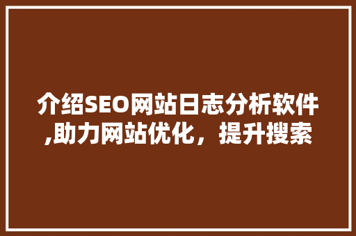 介绍SEO网站日志分析软件,助力网站优化，提升搜索引擎排名