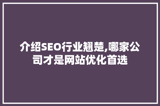 介绍SEO行业翘楚,哪家公司才是网站优化首选 神马SEO
