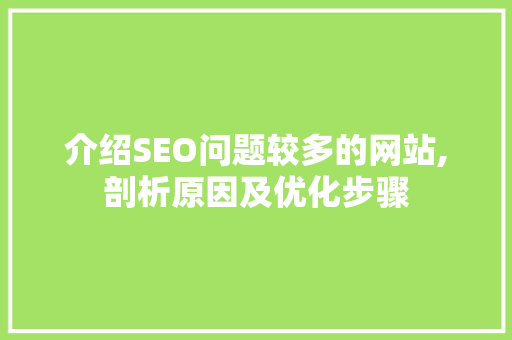 介绍SEO问题较多的网站,剖析原因及优化步骤