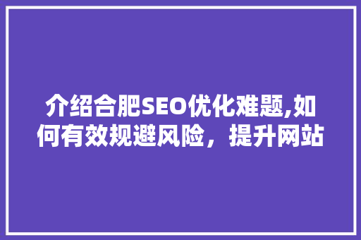 介绍合肥SEO优化难题,如何有效规避风险，提升网站排名