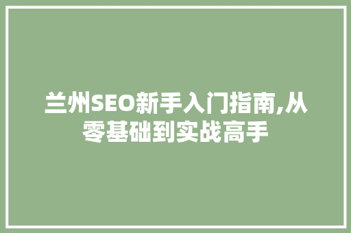 兰州SEO新手入门指南,从零基础到实战高手