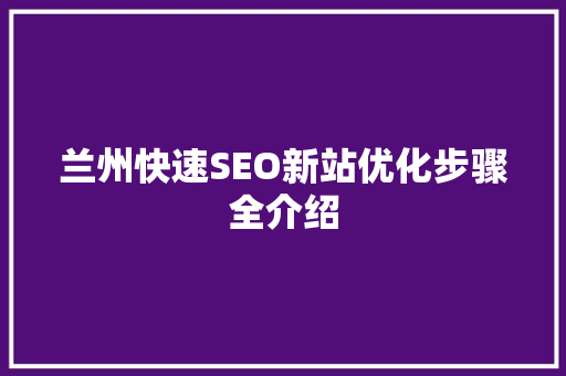 兰州快速SEO新站优化步骤全介绍 SEO关键词