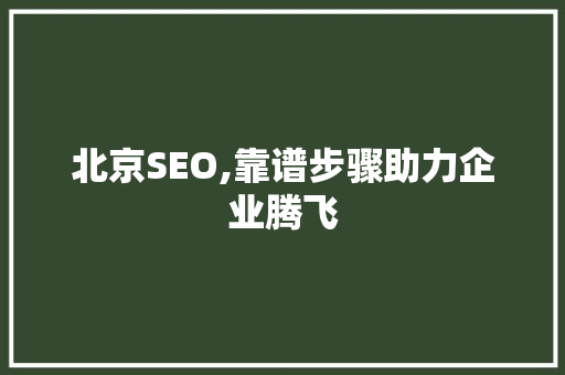 北京SEO,靠谱步骤助力企业腾飞