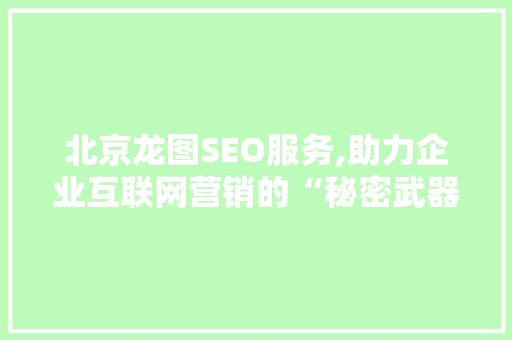 北京龙图SEO服务,助力企业互联网营销的“秘密武器” 搜狗SEO