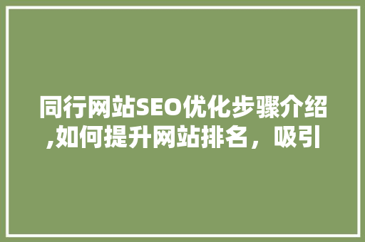 同行网站SEO优化步骤介绍,如何提升网站排名,吸引更多流量 必应SEO 同行网站SEO优化步骤介绍,如何提升网站排名,吸引更多流量 必应SEO