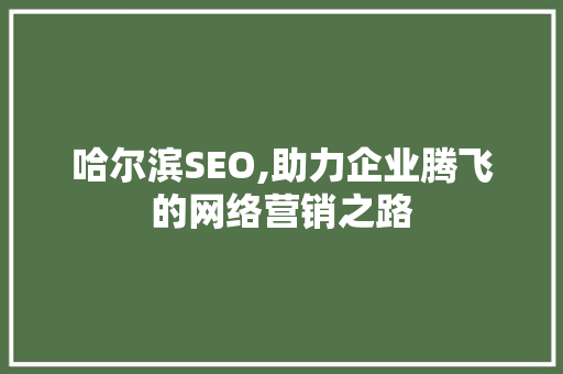 哈尔滨SEO,助力企业腾飞的网络营销之路