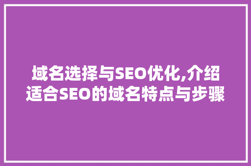 域名选择与SEO优化,介绍适合SEO的域名特点与步骤 SEO关键词